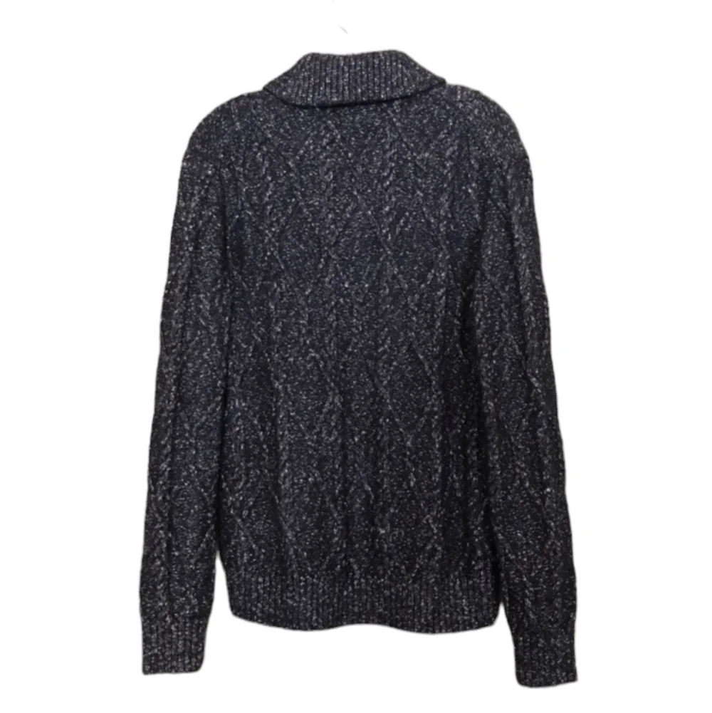 Yak Hair Blend Cable Knit Quality Capsule Sweater Blue Shawl Collar Sz M